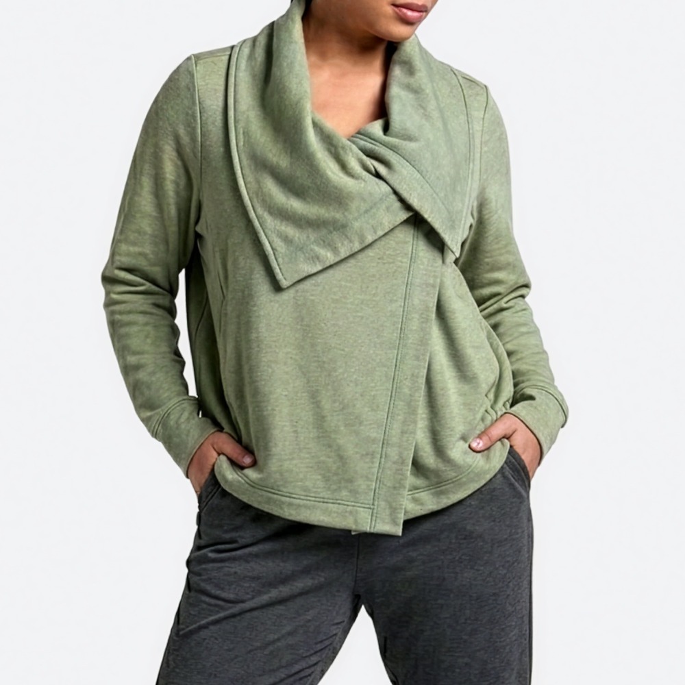 Zella Shooting Star Drape Collar Cardigan Sage‎ Green Medium Fleece Wrap